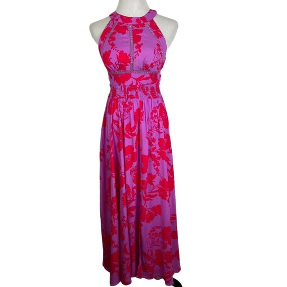 Abel The Label Charlotte Maxi Dress Lilac/Red Anthropologie revolve - Picture 13 of 13